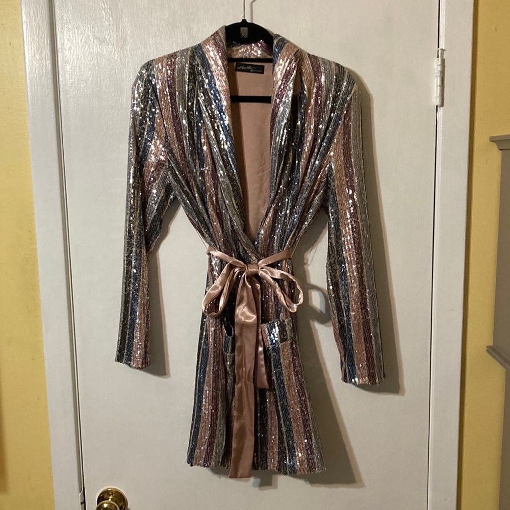 Sequin Striped Trench Coat